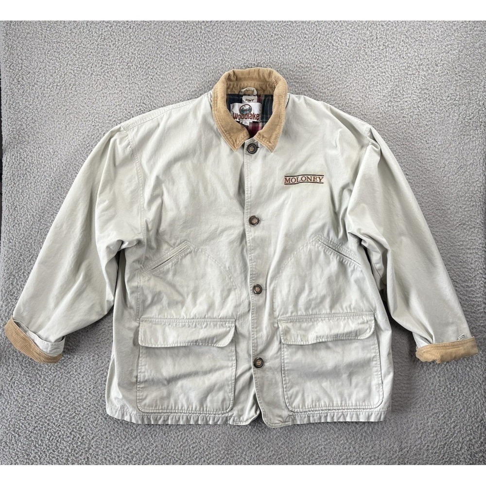 Woodlake Barn Coat Mens XL Tan Corduroy Collar Cuffs Flannel Lined Chore Jacket‎